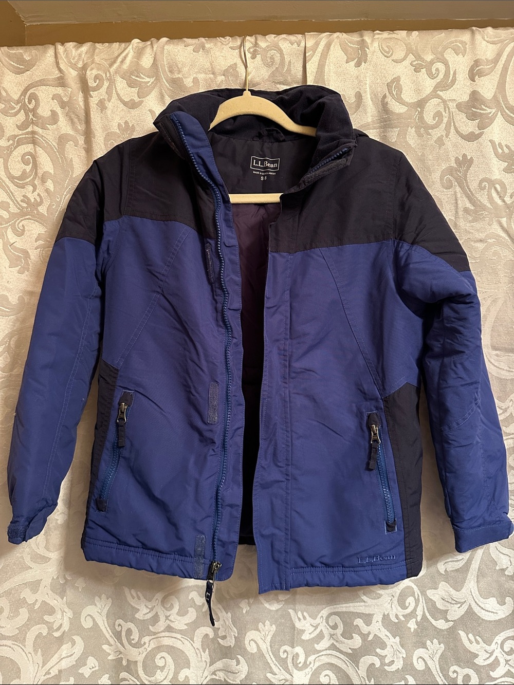 L.L. Bean Navy and Royal Blue Kids' Two-Tone Puffer Jacket